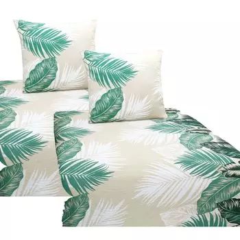 Постельное белье сирсакер микрофибра пальмы 2 шт. 4 шт. 135х200 80х80 бежевый: 4 шт aboutyourhome-shop