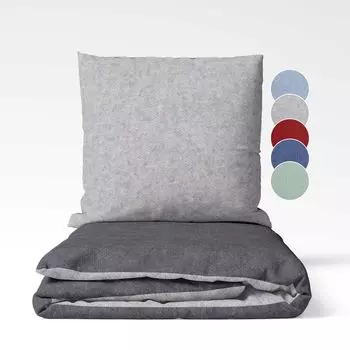 Постельное белье Sleepling Beaver, тонкая фланель 135 х 200 см, двустороннее постельное белье темно-серо-светло-серое, 1 пододеяльник и 1 наволочка 80 х 80 см.