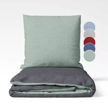 Постельное белье Sleepling Beaver, тонкая фланель 155 х 220 см, двустороннее постельное белье шалфейно-темно-серого цвета, 1 пододеяльник и 1 наволочка 80 х 80 см.
