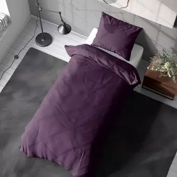 Постельное белье Soma из микрофибры 135 х 200 см, пододеяльник 135 х 200 см, наволочка 80 х 80 см, однотонный баклажан