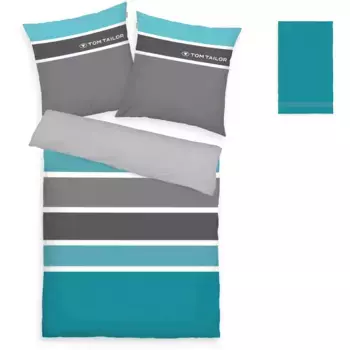Постельное белье TOM TAILOR HOME» Феликс в размере. 135х200 или 155х220 см", с БЕСПЛАТНЫМ дополнением: гостевое полотенце на молнии, цвет trkis