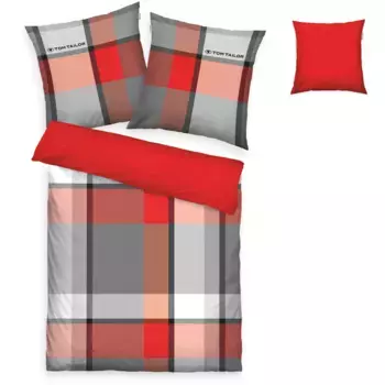 Постельное белье TOM TAILOR HOME» Ленни в размере. 135x200 или 155x220 см", с БЕСПЛАТНЫМ дополнением: чехол на подушку, цвет rot-grau