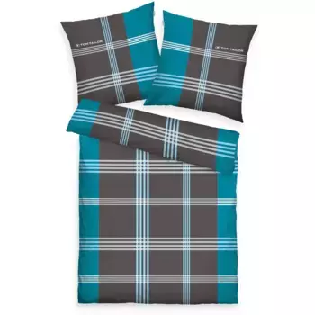 Постельное белье TOM TAILOR HOME «Оле в размере. 135х200 или 155х220 см", постельное белье в клетку из хлопка, на молнии, цвет trkis