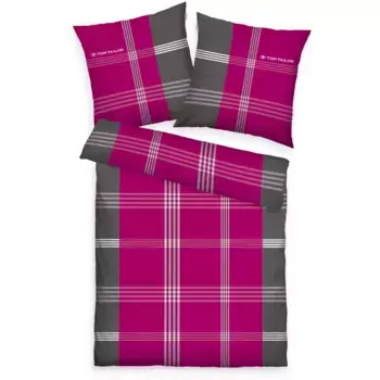 Постельное белье TOM TAILOR HOME «Оле в размере. 135х200 или 155х220 см", постельное белье в клетку из хлопка, на молнии, цвет beere