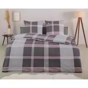 Постельное белье TOM TAILOR HOME «Оле в размере. 135х200 или 155х220 см", постельное белье в клетку из хлопка, на молнии, серый/розовый