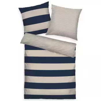 Постельное белье TOM TAILOR HOME «BOLD STRIPES в размере. 135х200см, 155х220см или 200х220см", новая спальня, на цветной фирменной молнии, цвет Dark Navy & Sunny Sand