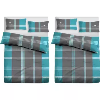 Постельное белье TOM TAILOR HOME «Оле в размере. 135х200 или 155х220 см", постельное белье в клетку из хлопка, на молнии, цвет trkis/anthrazit
