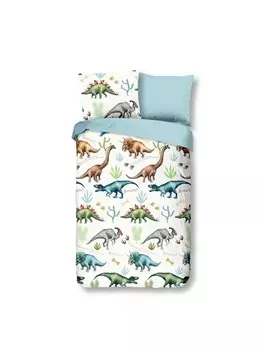 Постельное белье Traumschloss Comfort Flanell Dino einzelne Dinosaurier blau, синий