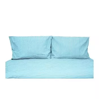 Постельное белье в полоску на молнии 220х200 см, 2 наволочки 80х80 см бирюзовый leonado vicenti