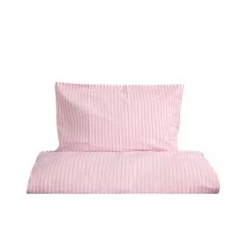 Постельное белье в полоску на молнии 155х200 см, наволочка 80х80 см розового цвета leonado vicenti