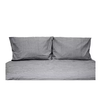 Постельное белье в полоску на молнии 240х220 см, 2 наволочки 80х80 см серого цвета leonado vicenti