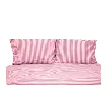 Постельное белье в полоску на молнии 240х220 см, 2 наволочки 80х80 см розовые leonado vicenti