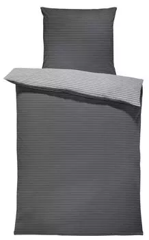 Постельное белье в полоску в полоску современный двусторонний хлопок Renforc на молнии, размер: 2 шт. 155х200 см, цвет: серый/антрацит One-Home