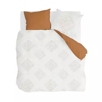 Постельное белье Walra Boho Stitches белый/коньячный - 240х220 см