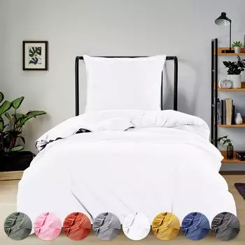 Постельное белье WOMETO Renforce Stone-Washed 135x200 и 80x80 см 100% хлопок - белый современный вид льна