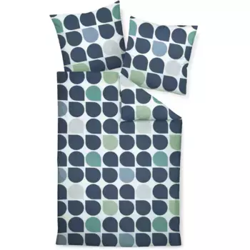 Постельное белье «Жанин» J. D.87093 02 200x220 2x80x80", на молнии Janine, цвет denimblau rauchgrn