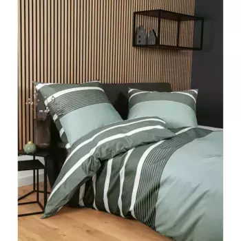 Постельное белье «Жанин» J. Д. 8468", постельное белье в полоску различного качества Janine, цвет salbeigrn