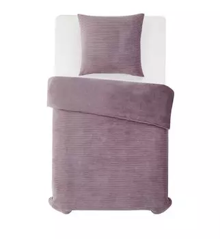 Постельное белье зимнее флисовое кашемировое на ощупь однотонное двустороннее теплое 2 шт. 135х200 на молнии цвет ШНУР/БАКЛАЖАН MB Warenhandel24
