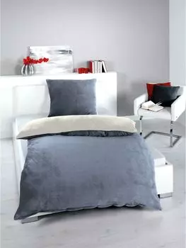 Постельное белье зимнее флисовое кашемировое сенсорное уни двустороннее теплое 2 шт. 135х200 на молнии цвет антрацит/кремовый MB Warenhandel24