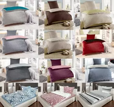 Постельное белье зимнее флисовое кашемировое прикосновение уни двустороннее теплое 2 шт. 135х200 на молнии цвет розовое/ягодное MB Warenhandel24