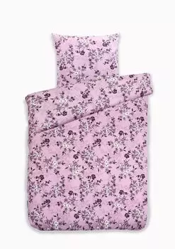 Постельное белье зимнее смесовый бобр хлопок полиэстер тонкий лен 135х200 + 80х80 см на молнии Размер: 2 шт Дизайн: ЦВЕТЫ ягодные MB Warenhandel24