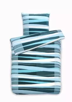 Постельное белье зимнее смесовый хлопок полиэстер тонкая фланель 135х200 + 80х80 см на молнии Размер: 2 шт. Дизайн: GRAPHIC Aqua MB Warenhandel24