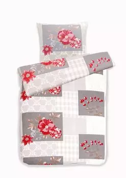 Постельное белье зимнее смесовый хлопок полиэстер тонкая фланель 135х200 + 80х80 см на молнии Размер: 2 шт. Дизайн: MA Цветочный MB Warenhandel24