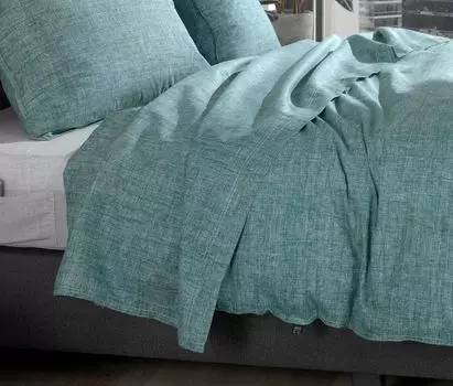 Постельное белье Zo!Home Lino 1 постельное белье 140х220см с 1 подушкой 60х70см 100% хлопок Изумрудно-Зеленый HNL Living