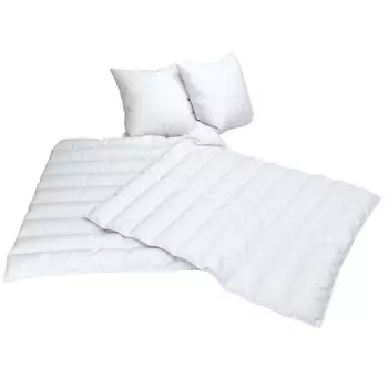 Постельный комплект из микрофибры JEKATEX из 4 предметов - 2 пуховых одеяла 135 х 200 см + 2 подушки 80 х 80 см - комплект одеяла и подушек - всесезонное одеяло из микрофибры - всесезонное пуховое одеяло с подушкой