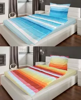 Постельный комплект премиум стеганое покрывало 135х200 и подушка 80х80 см CN 2 шт. синие полоски MB Warenhandel24