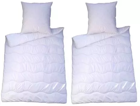 Постельный комплект стеганая кровать премиум-класса 2 пуховых одеяла 135х200 и 2 подушки 80х80 см EU 4 шт MB Warenhandel24