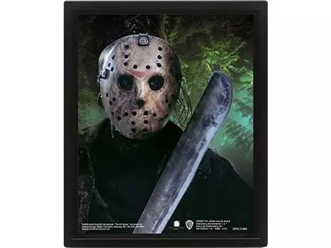 Постер Pyramid International Freddy VS Jason в 3D, лентикулярный постер (дизайн Джейсона Вурхиза) Пятница, 13-е, декор для стены, 25 см x 20 см x 1,3 см в коробочной рамке - официальный товар Inna marka