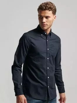 Постиранная оксфордская рубашка Superdry, затмение темно-синий