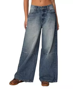 Постиранные джинсы с низкой посадкой Edikted Skater Girl, синий