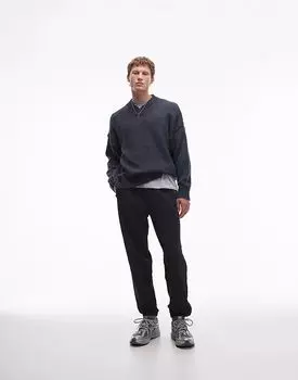 Постиранные свободные джоггеры черного цвета Topman