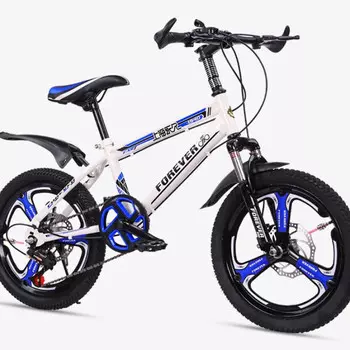 Постоянные мужские и женские горные велосипеды с бело-синими интегрированными колесами + 20-дюймовые колеса с регулируемой скоростью HJ FOREVER