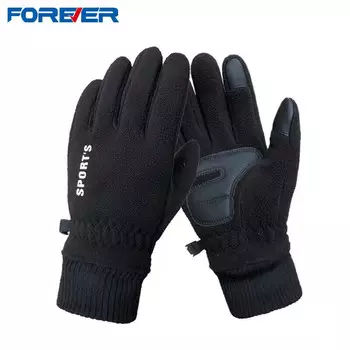 Постоянные перчатки мужские зимние утолщенные морозостойкие и теплые мужские зимние спортивные перчатки из флиса с сенсорным экраном черные FOREVER