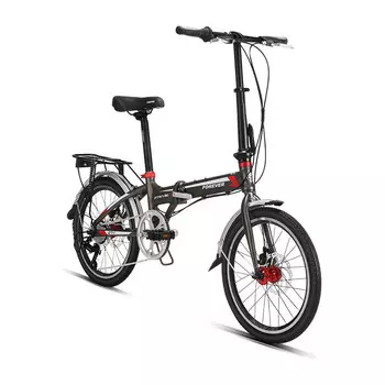 Складной велосипед унисекс FOREVER 20-дюймовый из алюминиевого сплава 7-скоростной, черный