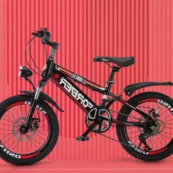 Постоянный детский горный велосипед, 22-дюймовые модернизированные красные колеса + трансмиссия + амортизация + двухдисковый тормоз HJ FOREVER