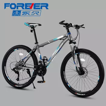 Постоянный горный велосипед для взрослых, студенческий велосипед, дорожный велосипед с переменной скоростью, внедорожный молодежный велосипед, 26 дюймов, 24 скорости, синий, серый FOREVER