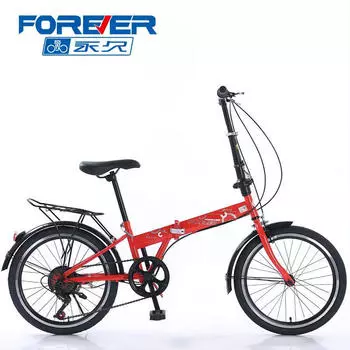 Постоянный постоянный новый складной велосипед 2024 года для мужчин и женщин, сверхлегкий, маленький, 20-дюймовая коробка передач, красный, 6-ступенчатый FOREVER