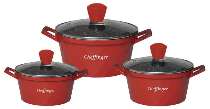 Посуда Diamant, набор из 6 предметов, индукционная кастрюля из литого алюминия, мраморный красный Scheffinger