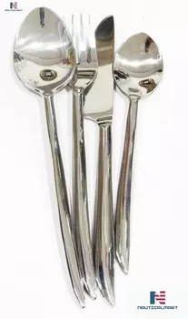 Посуда ручной работы из нержавеющей стали. Современные столовые приборы. Серебряный набор столовых приборов из ложки, вилки и ножа. Средневековая посуда. Декор для ужина, столовые приборы для фермерского дома. NauticalMart, Silver