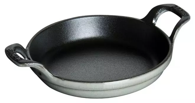 Посуда Staub, мини-кастрюля, круглая, графитово-серый, чугун, 12 см