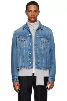 Потертая джинсовая куртка Mm6 Maison Margiela, синий