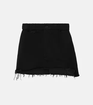 Потертая джинсовая мини-юбка Balenciaga, черный