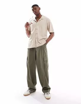 Потертая фактурная рубашка с короткими рукавами в каменном цвете Threadbare