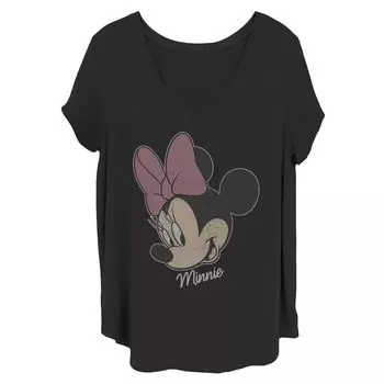 Потертая футболка с большим лицом Juniors' Plus Disney Mickey Minnie Licensed Character
