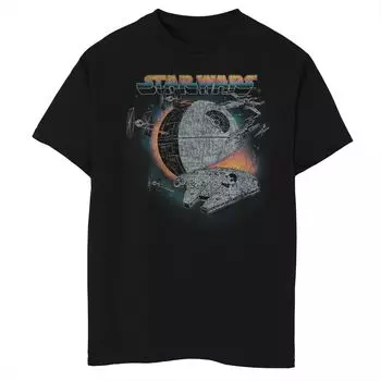 Потертая футболка с изображением космических кораблей в стиле ретро для мальчиков 8–20 лет Disney's Star Wars Disney