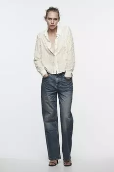 Потертая рубашка ZARA, белый